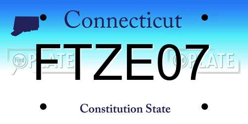 FTZE07 Connecticut License Plate