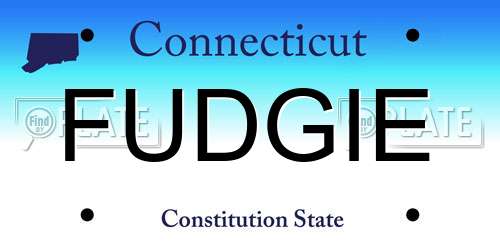 FUDGIE Connecticut License Plate