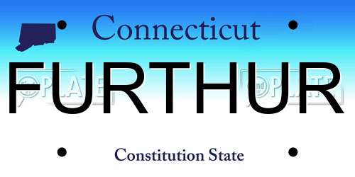 FURTHUR Connecticut License Plate