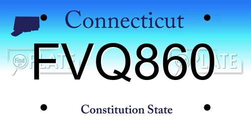 FVQ860 Connecticut License Plate