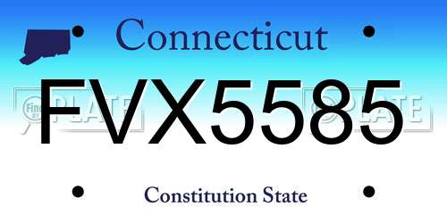 FVX5585 Connecticut License Plate