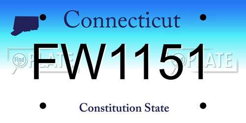 FW1151 Connecticut License Plate