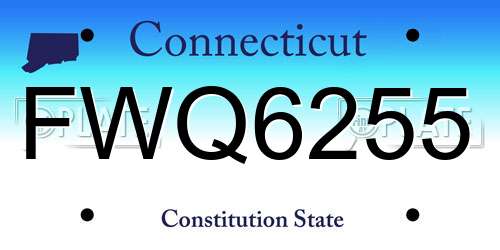 FWQ6255 Connecticut License Plate