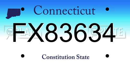 FX83634 Connecticut License Plate