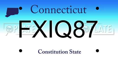 FXIQ87 Connecticut License Plate
