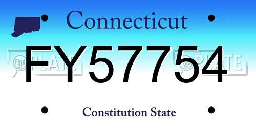 FY57754 Connecticut License Plate