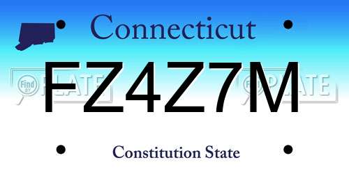 FZ4Z7M Connecticut License Plate