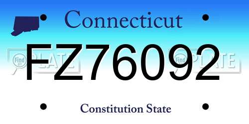 FZ76092 Connecticut License Plate