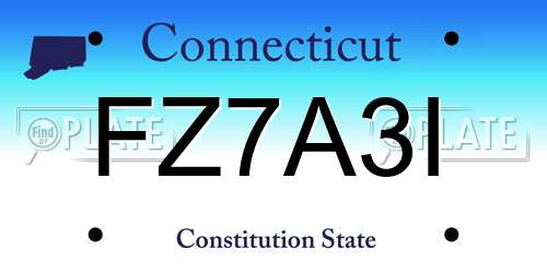 FZ7A3I Connecticut License Plate