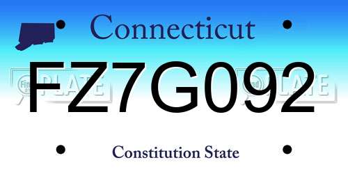 FZ7G092 Connecticut License Plate