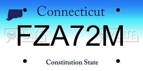 FZA72M Connecticut License Plate