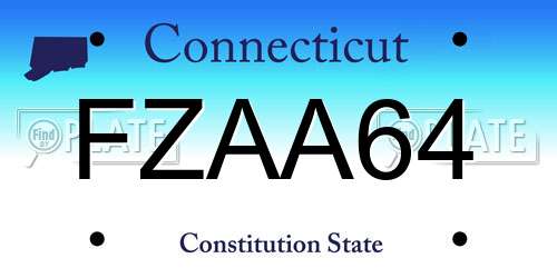 FZAA64 Connecticut License Plate