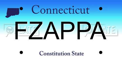 FZAPPA Connecticut License Plate
