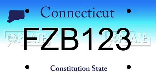 FZB123 Connecticut License Plate