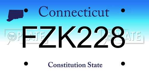 FZK228 Connecticut License Plate