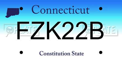 FZK22B Connecticut License Plate