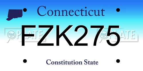 FZK275 Connecticut License Plate