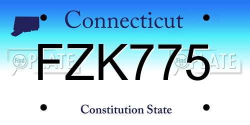 FZK775 Connecticut License Plate