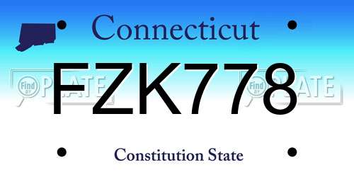 FZK778 Connecticut License Plate
