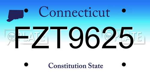 FZT9625 Connecticut License Plate