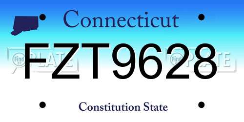 FZT9628 Connecticut License Plate