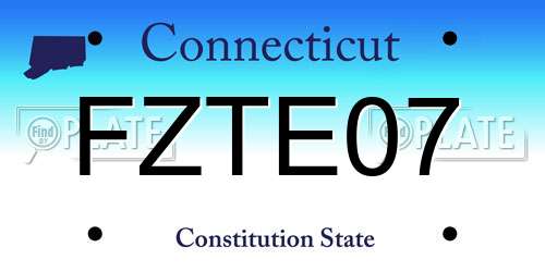 FZTE07 Connecticut License Plate