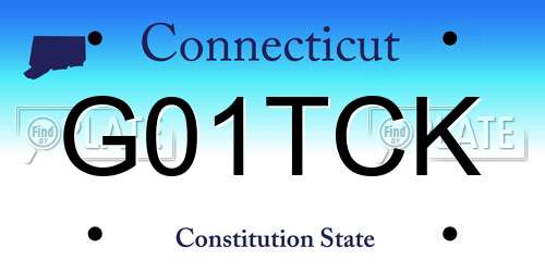 G01TCK Connecticut License Plate