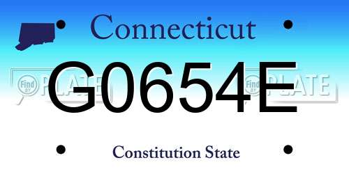 G0654E Connecticut License Plate