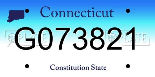 G073821 Connecticut License Plate