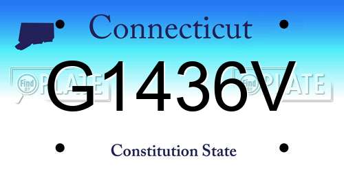 G1436V Connecticut License Plate