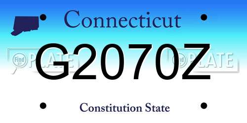 G2070Z Connecticut License Plate