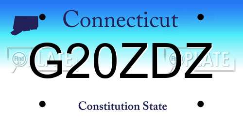 G20ZDZ Connecticut License Plate