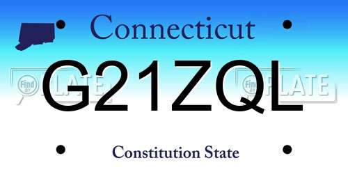 G21ZQL Connecticut License Plate