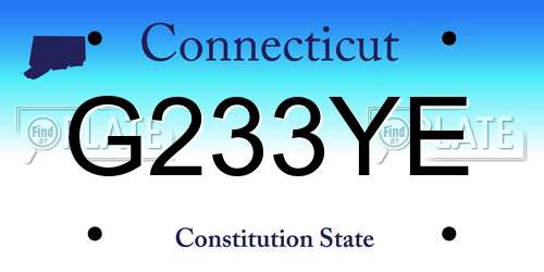 G233YE Connecticut License Plate
