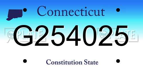 G254025 Connecticut License Plate
