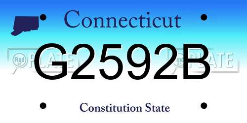 G2592B Connecticut License Plate