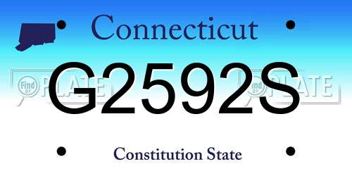 G2592S Connecticut License Plate