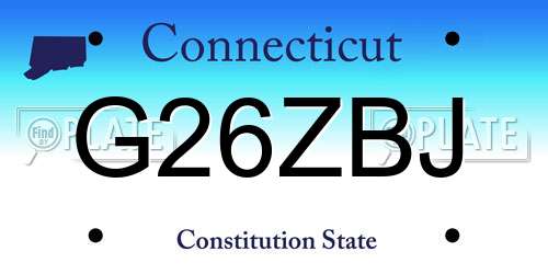 G26ZBJ Connecticut License Plate