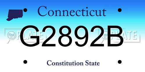 G2892B Connecticut License Plate