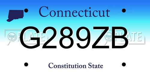 G289ZB Connecticut License Plate