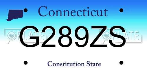G289ZS Connecticut License Plate