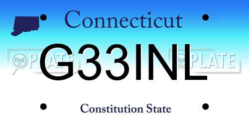 G33INL Connecticut License Plate