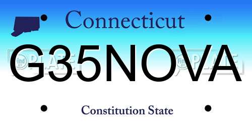 G35NOVA Connecticut License Plate