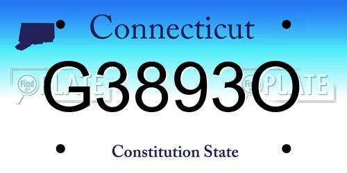 G3893O Connecticut License Plate