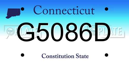 G5086D Connecticut License Plate
