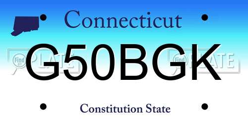 G50BGK Connecticut License Plate