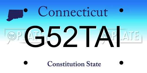 G52TAI Connecticut License Plate