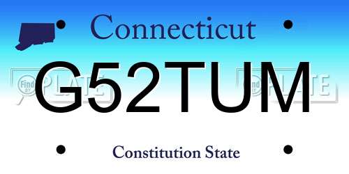 G52TUM Connecticut License Plate