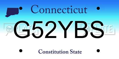 G52YBS Connecticut License Plate