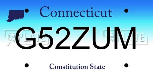 G52ZUM Connecticut License Plate
